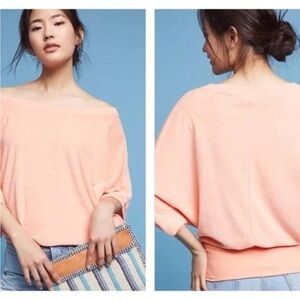 Postmark Anthropologie Beasley Terry Cloth Coral Salmon Dolman Sleeve Top XS